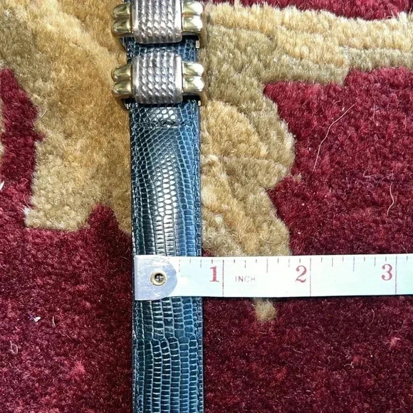 Brighton Women’s Black Reptile Embossed Belt with Gold Silver Tone Buckle 34 - Picture 14 of 16